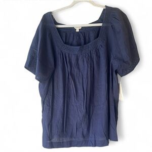 Women's Sonoma Plus Size 2X Navy Blue Short Sleeve Top NWT